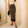 Stylish retro plaid skirt, lace skirt, slim hip skirt