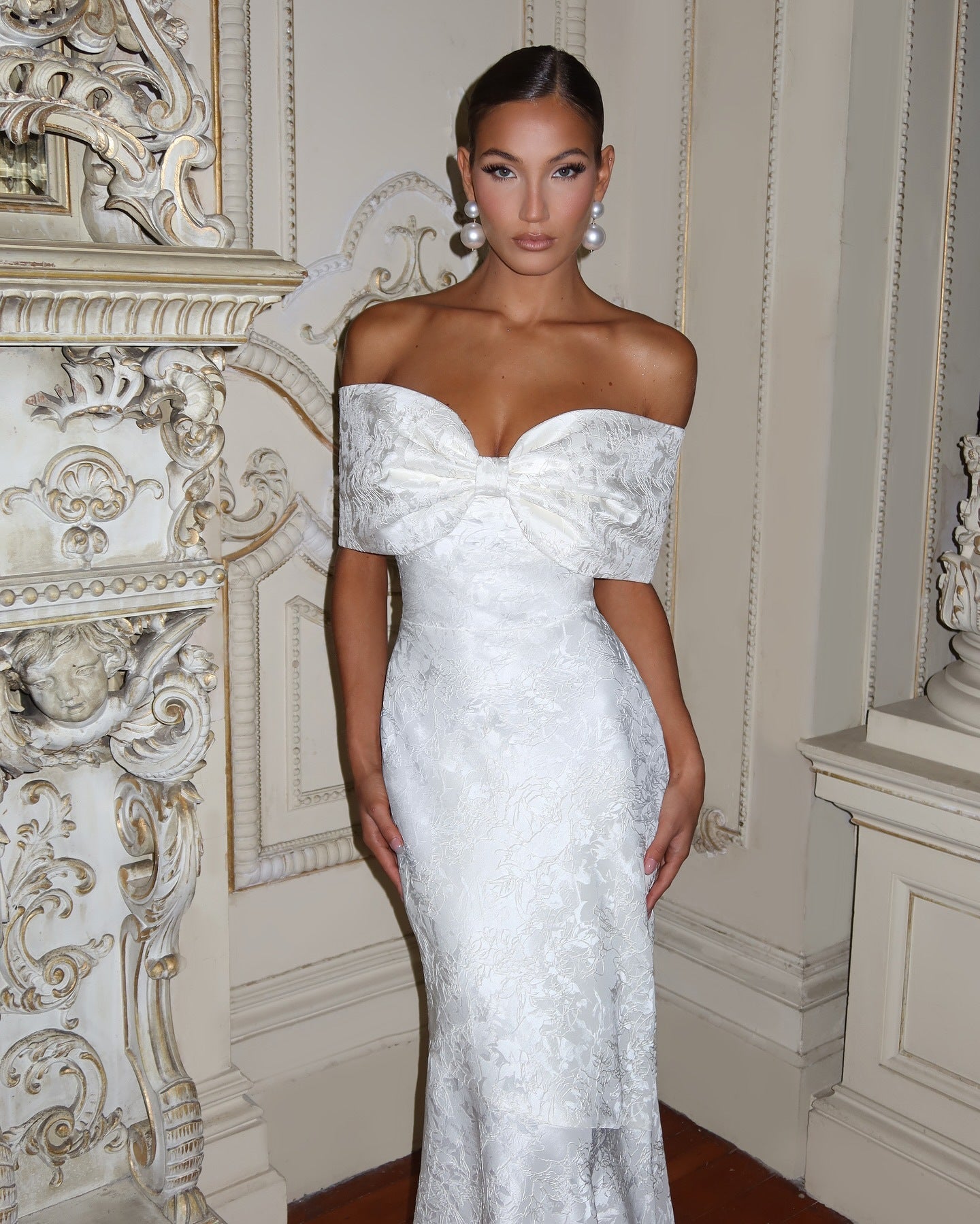 Fashion bow one-word shoulder tube top long dress sexy yuan style dress evening dress