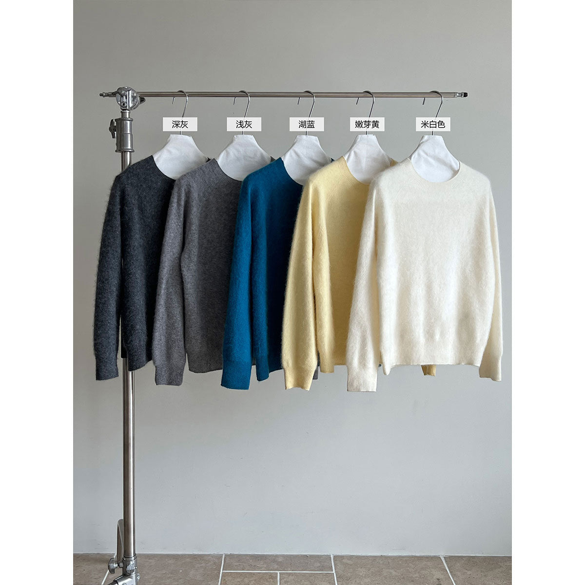 Soft and waxy fluffy crew neck solid color wool sweater women's winter new style with casual lazy top