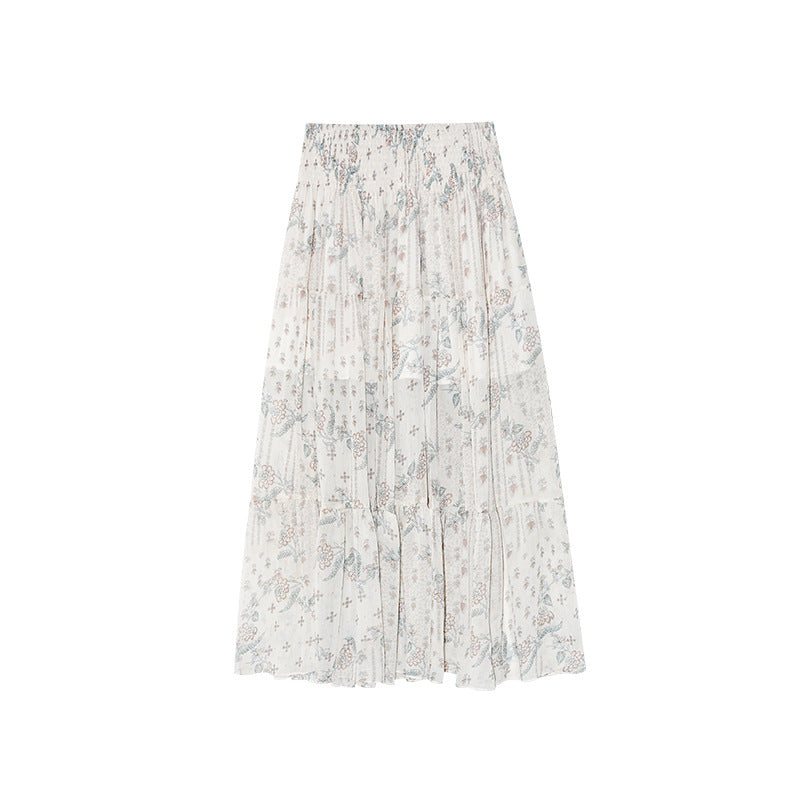 Floral A-Line Maxi Skirt with Elastic Waist