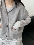 Korean loose large version hooded sleeveless knitted cardigan women's autumn new stacked short vest ss845