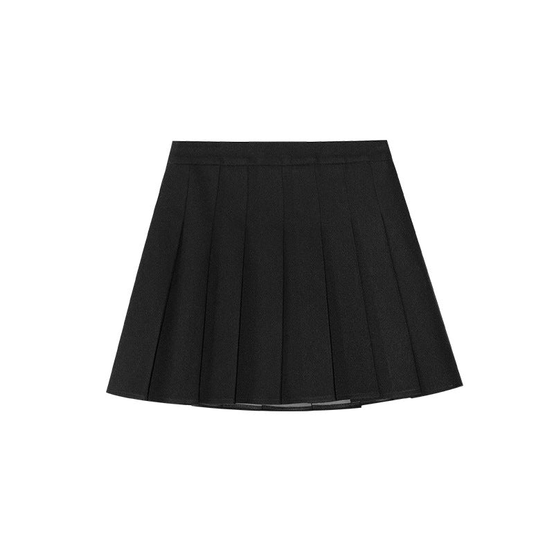 College retro thin a word high waist woolen pleated skirt