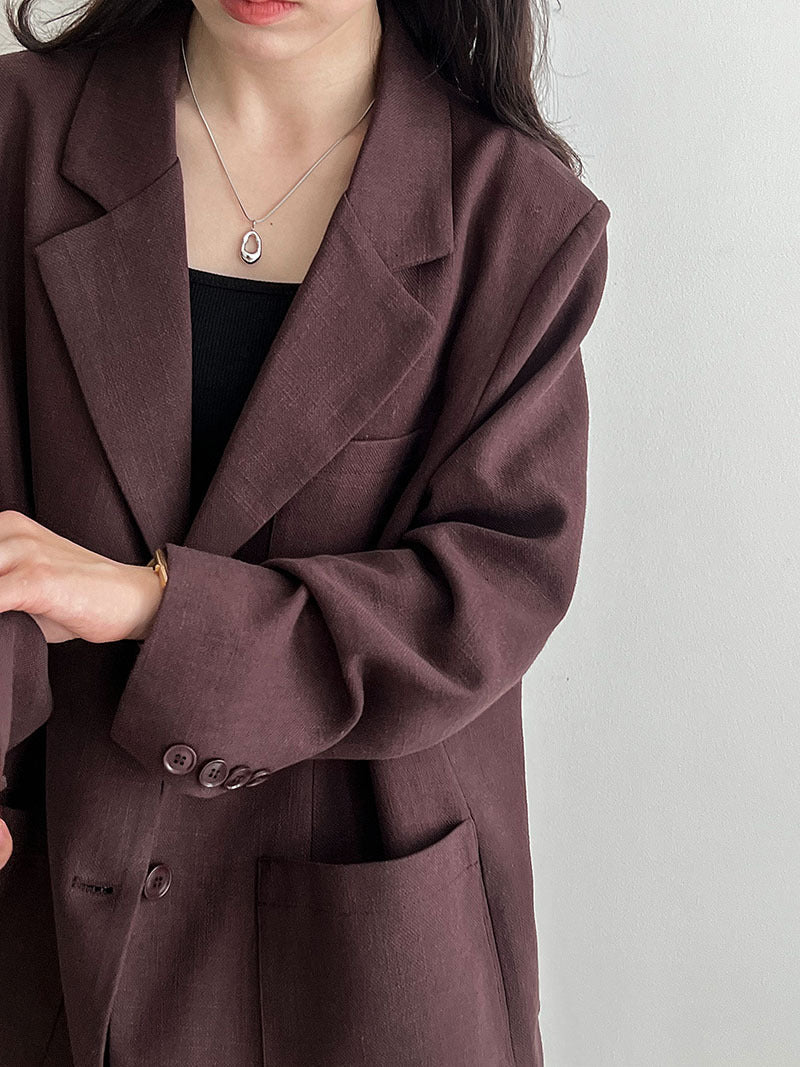 Korean basic casual linen suit + skirt autumn commuting temperament silhouette suit