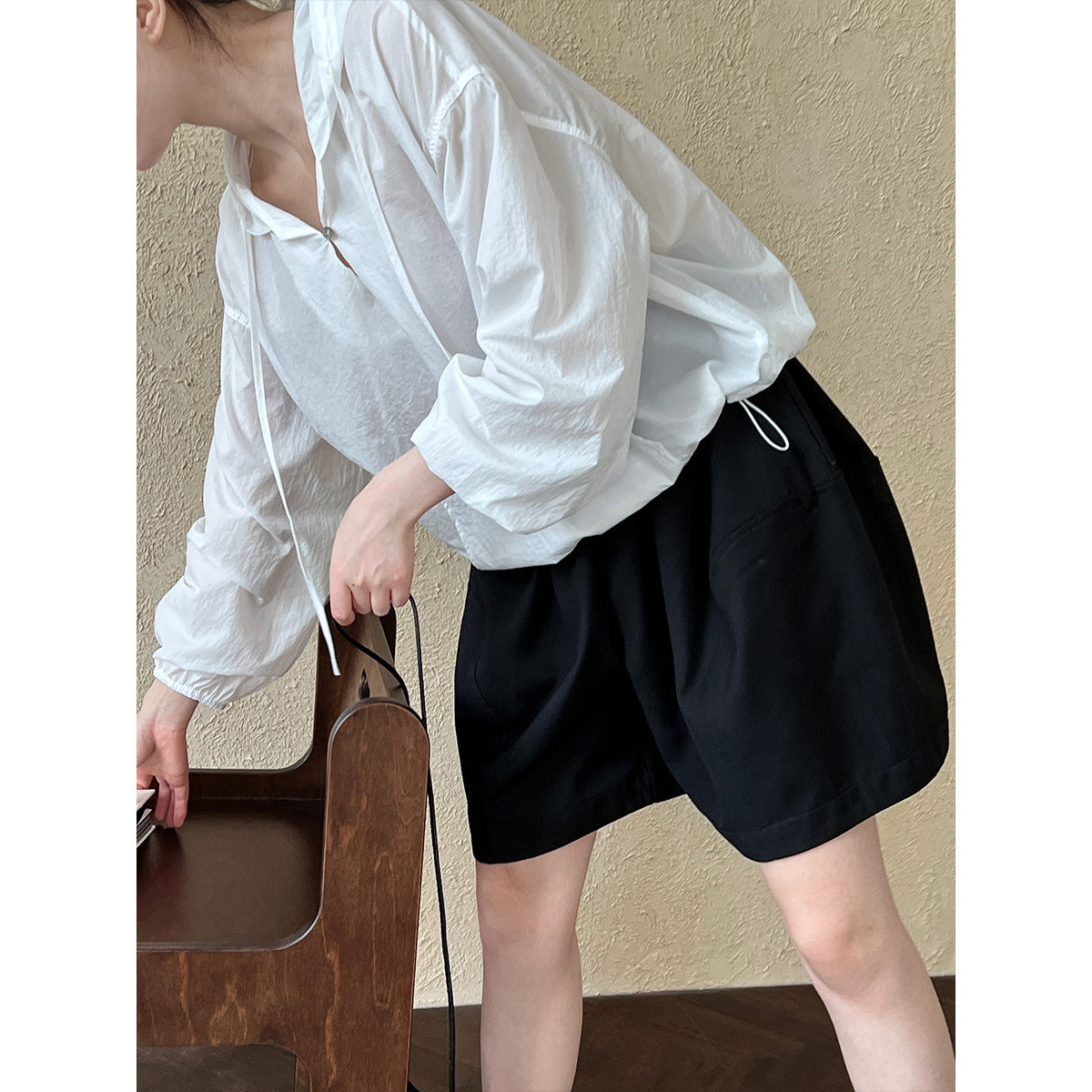Simple hooded UPF50 + sunscreen clothing casual loose lazy long-sleeved thin pullover top women
