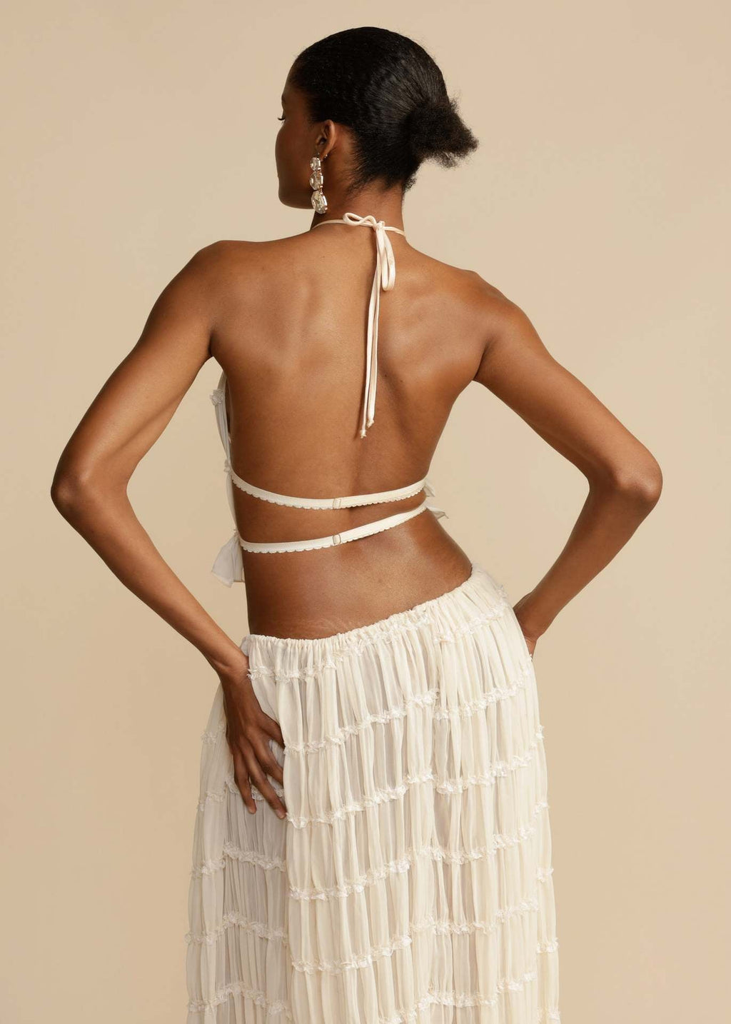Halter lace-up neck top set