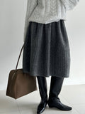 Retro new woolen skirt autumn and winter Korean version medium and long skirt pleated and thin A-shaped skirt