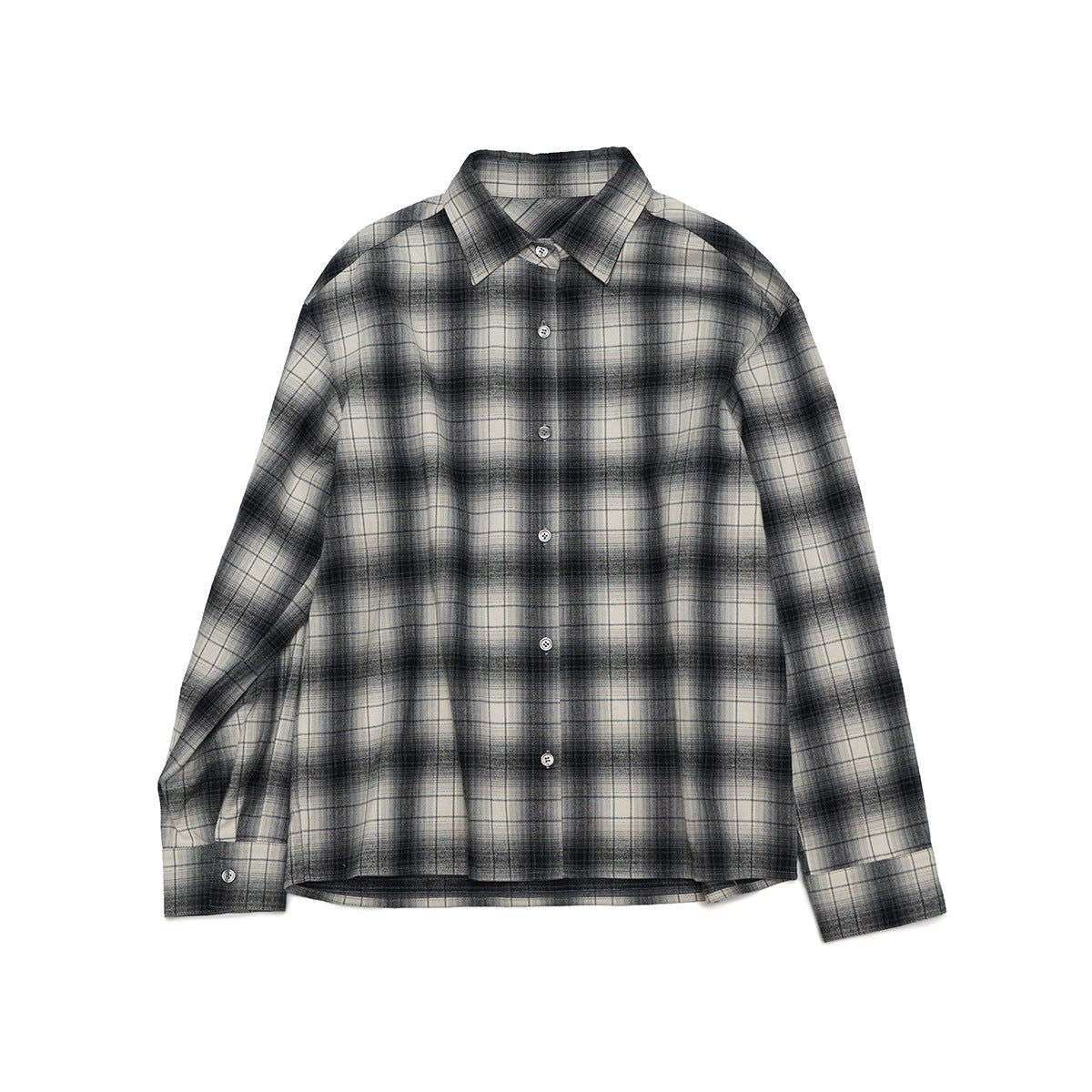 Autumn new casual lapel classic retro cotton versatile plaid medium and long shirt