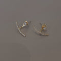 South Korea Dongdaemun rear hanging zircon earrings summer unique niche stud earrings temperament high-end ear jewelry