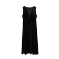 Skinny waist velvet deep V sleeveless dress