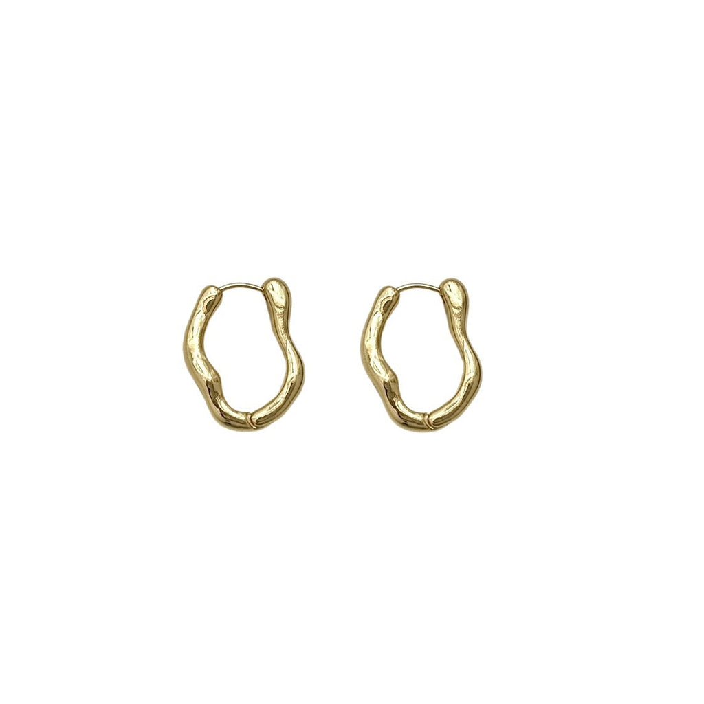 Light luxury Hong Kong style earrings women's geometric oval explosion high-end element ring earrings niche design ear buckle direct sales