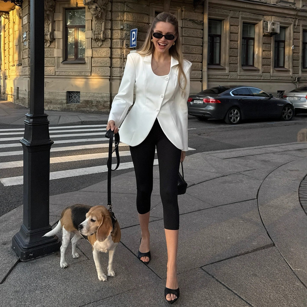 Commuter long-sleeved top lapel waist slim-fitting elegant small blazer
