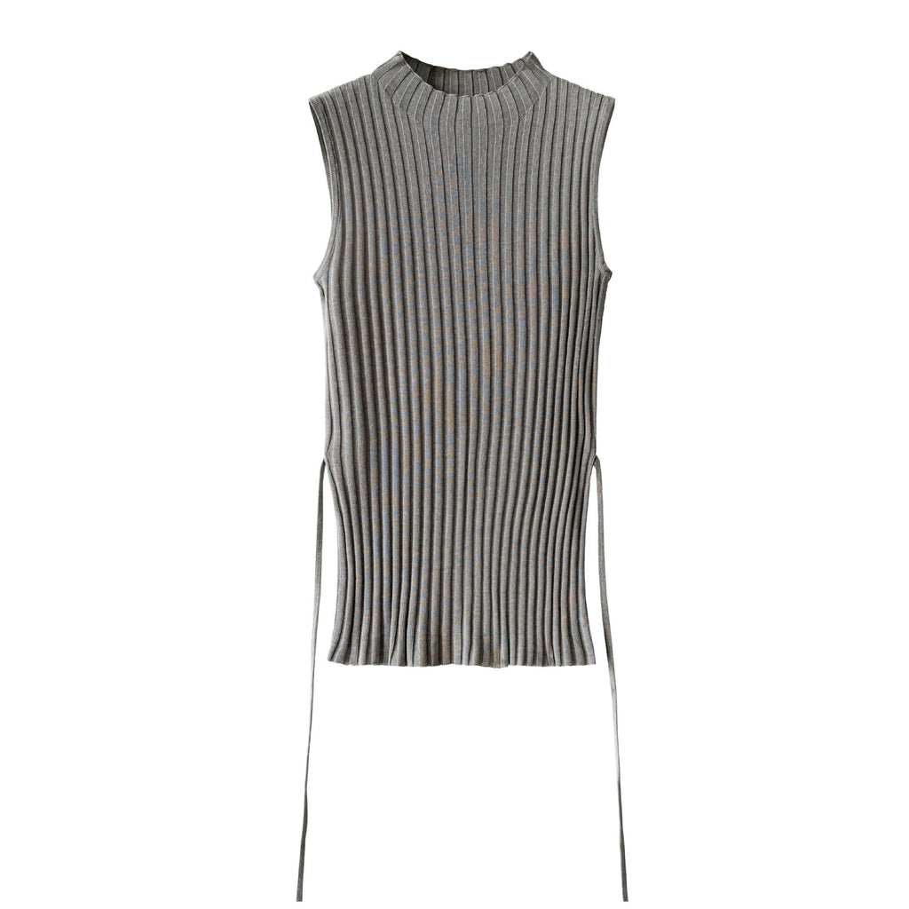 Semi-turtleneck simple sleeveless knitted vest women's 26 spring new slim-fit strap bottoming top