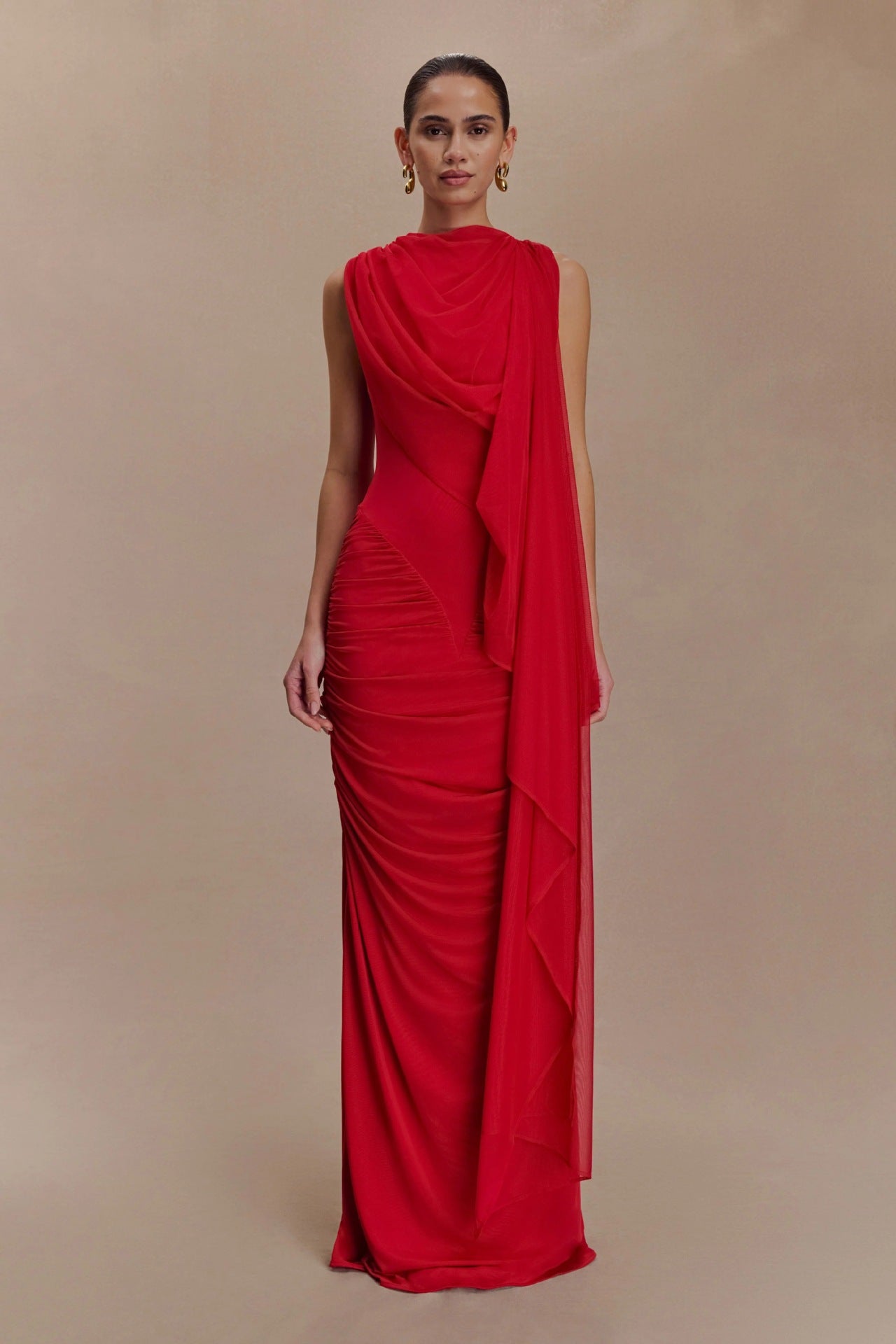 Fashion shawl mesh sexy slim fit pleated resort style dress