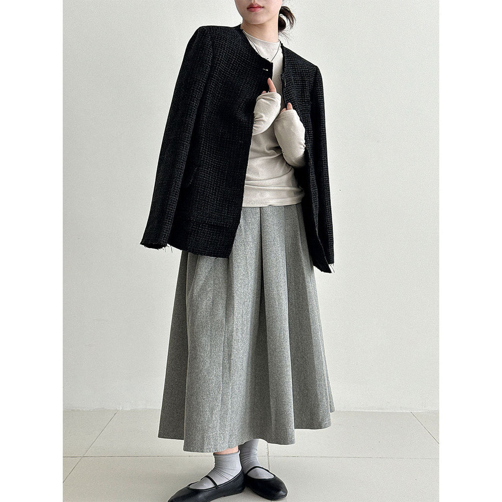 Korean round neck small fragrant jacket for women's autumn new heavy industry high-end tweed short suit