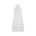 Floral white moonlight high-waisted stand-up collar sleeveless dress
