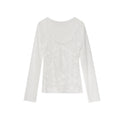 French Fake Two-Piece Lace Splicing Crew Neck Long Sleeve Shirt