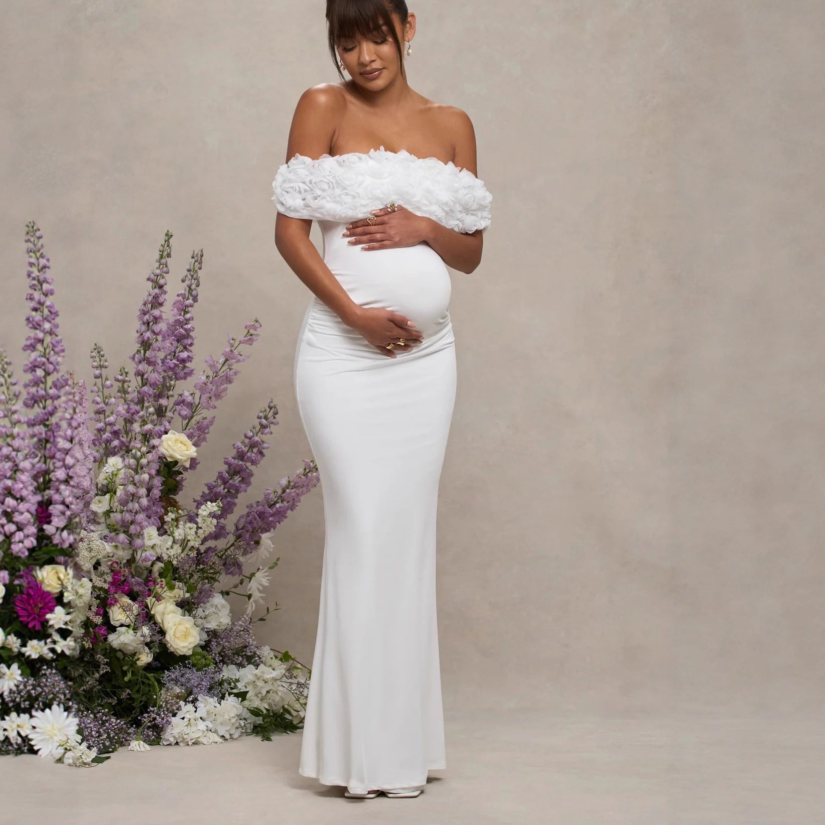 New fashion splicing flower one-word shoulder dress backless sexy tube top skirt