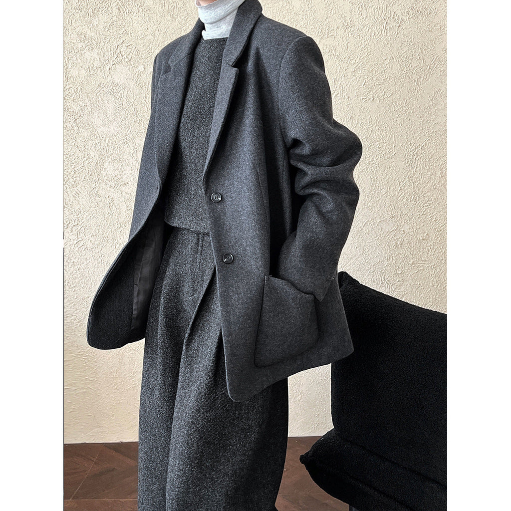 Korean version autumn and winter 50% wool blazer