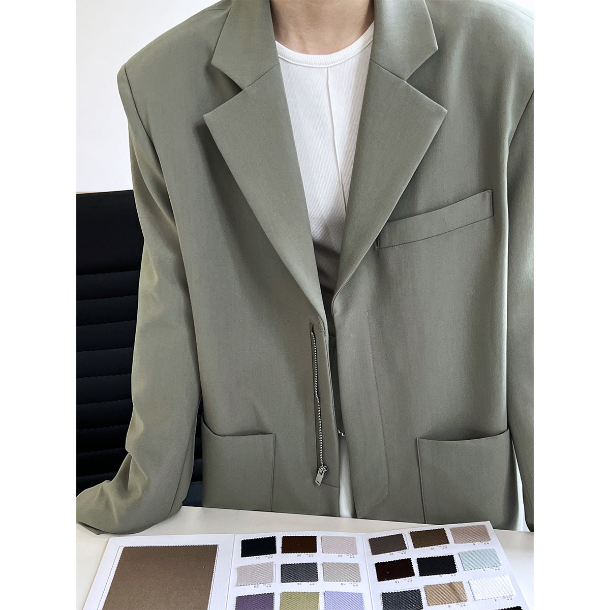 TR drape fabric high-end temperament blazer women's fashionable design casual shoulder padded top