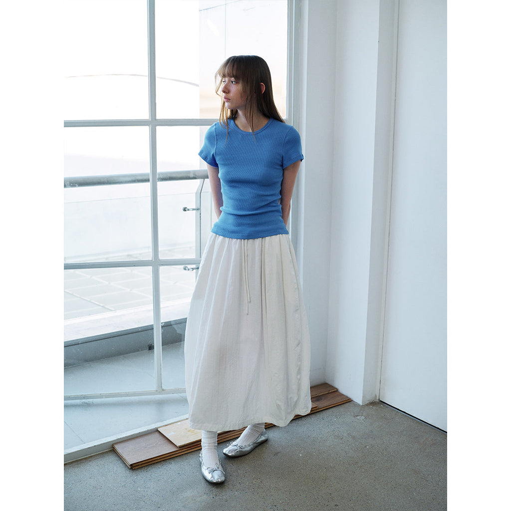 New casual jacquard cotton lace-up solid long lantern skirt for spring