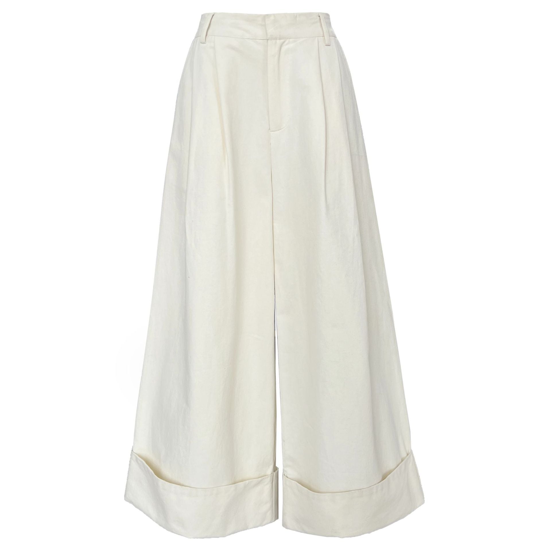 Big Pant Leg~ Washed Cotton Suit Pants Long Pants Women's Summer Skinny Meat Cover Casual Curled Wide Leg Pants