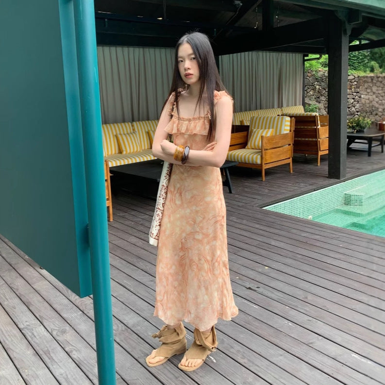 Skin-friendly and comfortable slimming floral slip dress