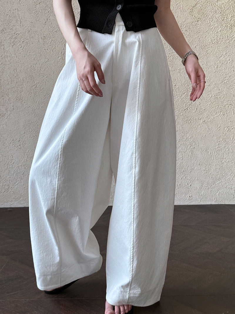 American retro three-dimensional cutting tooling wide-leg pants spring new straight pants broken-sewn sickle pants
