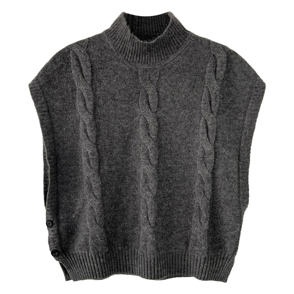 Korean retro twisted semi-turtleneck knitted vest women's 2026 spring stacked design vest
