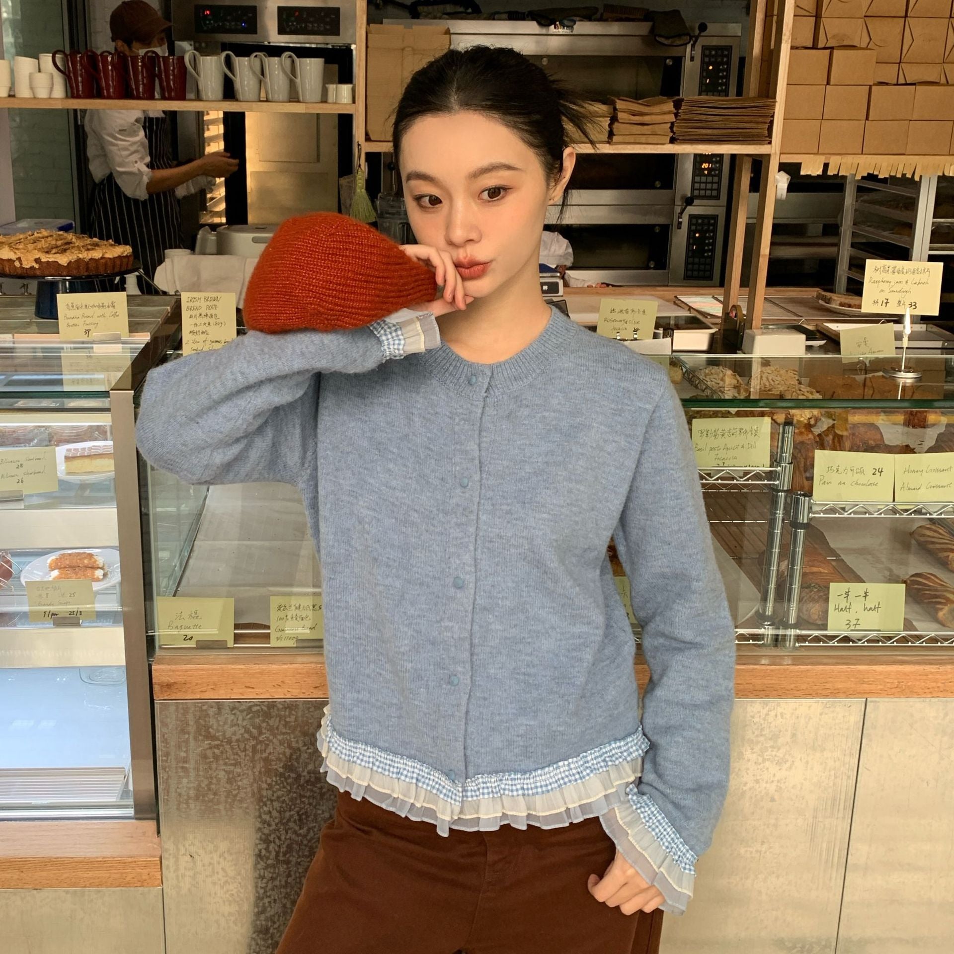 Sweet little soft crew neck sweater cardigan