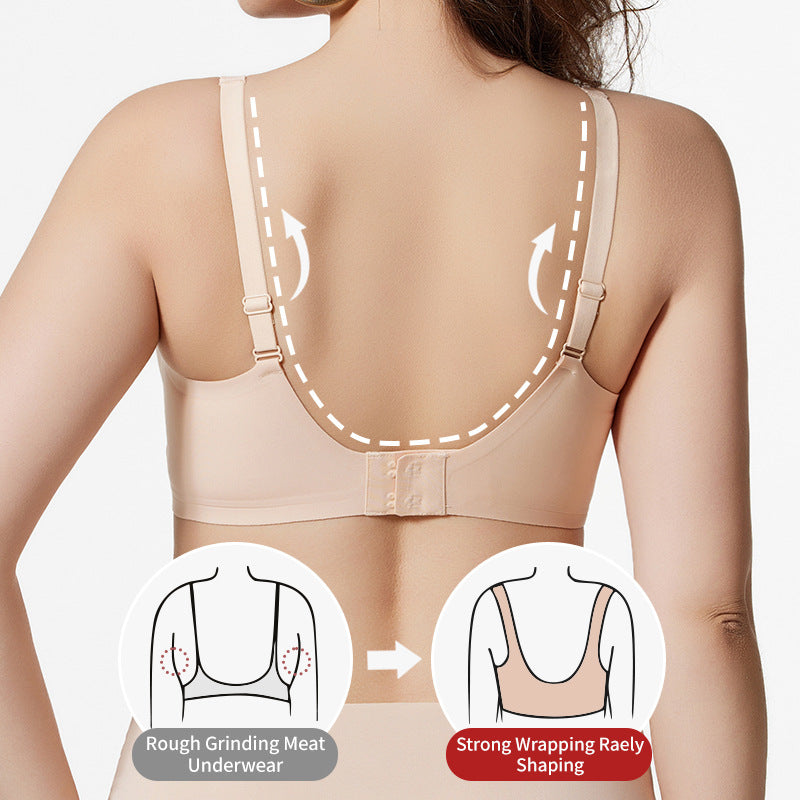 French seamless bra, thin jelly glue soft support, women's large-size bra with double breasts