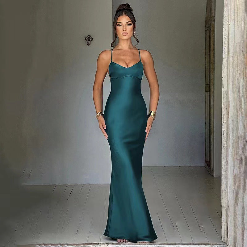 Satin Halter Maxi Dress