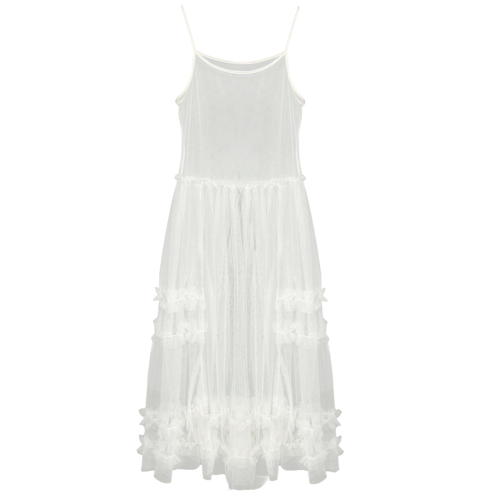 Korean sweet mesh see-through suspender dress, spring new stacked blouse lace long skirt
