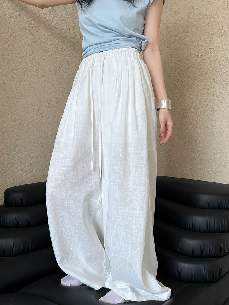 Japanese Yamamoto Pants Versatile Casual Skinny Wide Leg Pants Women's Summer Commuter Tencel Ramie Pants Thin