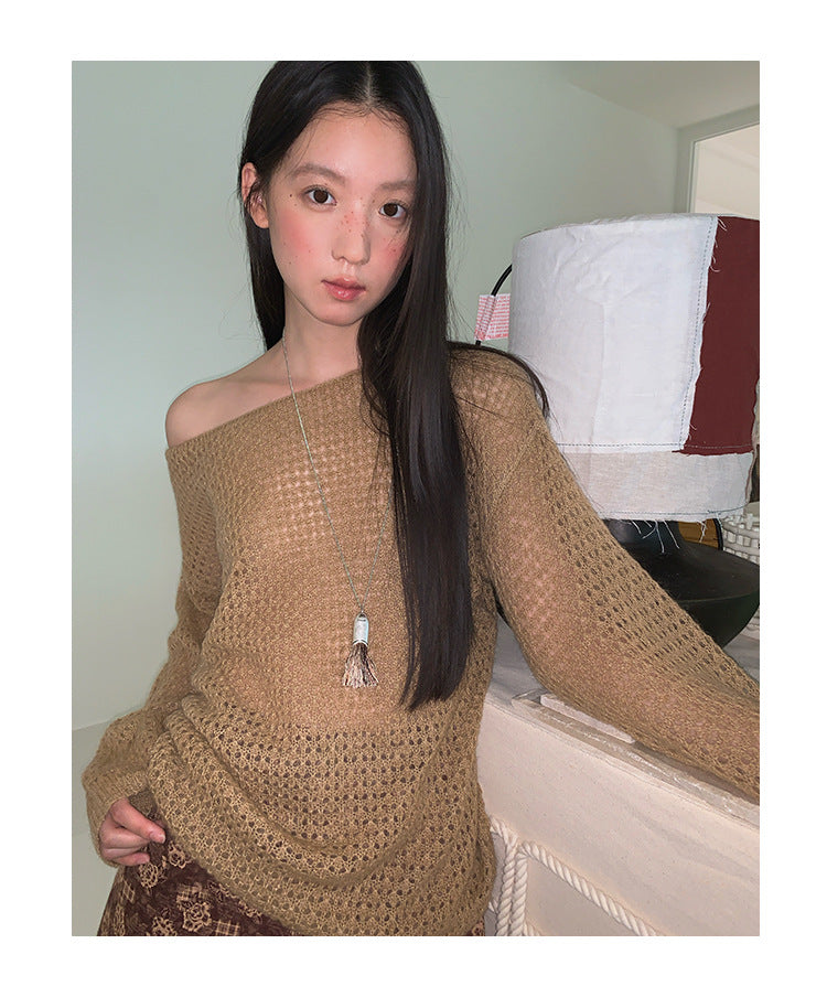 Dopamine blouse loose-fitting long-sleeved knitted sweater