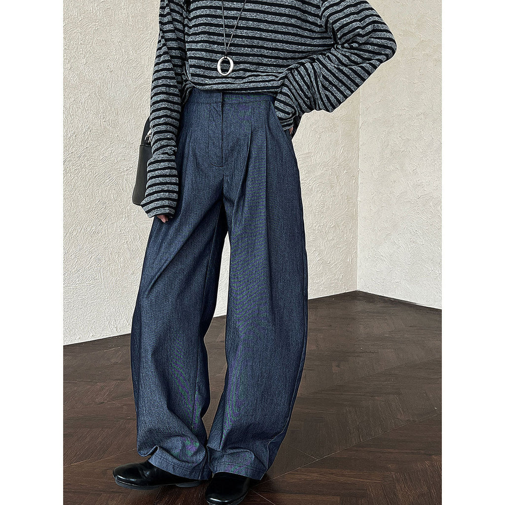 Korean lazy wind silhouette scimitar suit pants women's 2025 autumn new mopping wide-leg trousers 1702