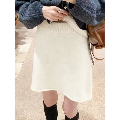 Korean grey wool knitted skirt