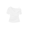 Gentle temperament design diagonal shoulder collar waist shirt