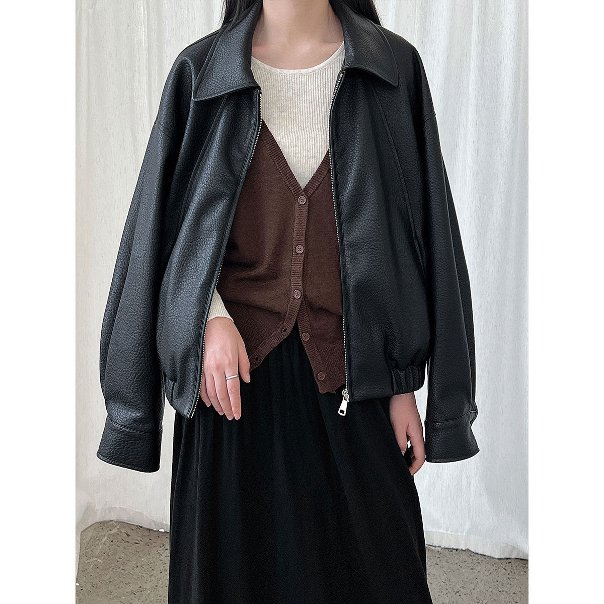 Korean simple round neck base · stacked neck vest women's autumn new lazy suit