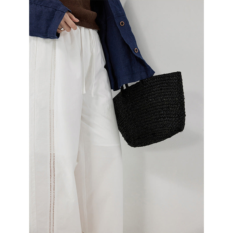 Vacation lace stitching full-scale wide-leg high-waisted casual pants