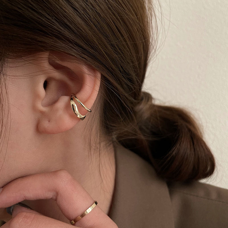 Retro geometric ear clips without ear piercings Temperament Fashion personalized ear bone clips 202 years trendy earrings