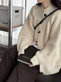 French rough knit retro lazy wind sweater jacket