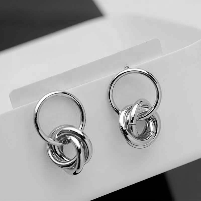 Wind gold circle geometric twist multi-layer twist earrings niche design sense fashionable versatile earrings