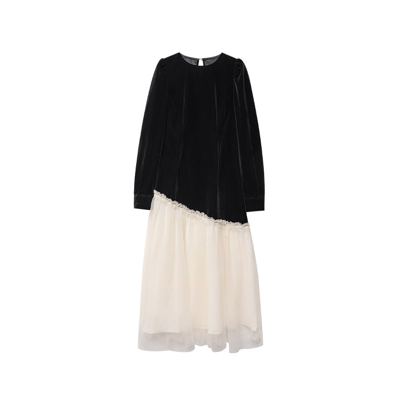 Velvet Contrast Maxi Dress