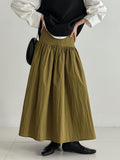 High waist cotton brocade pleated skirt women