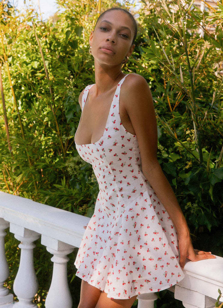 French holiday style floral suspender short skirt waist sexy print dress
