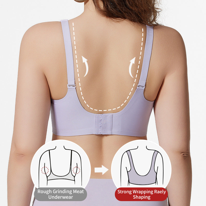 Popular large-size women's seamless underwear, big breasts, comfortable and beautiful back, anti-sagging no steel ring bra