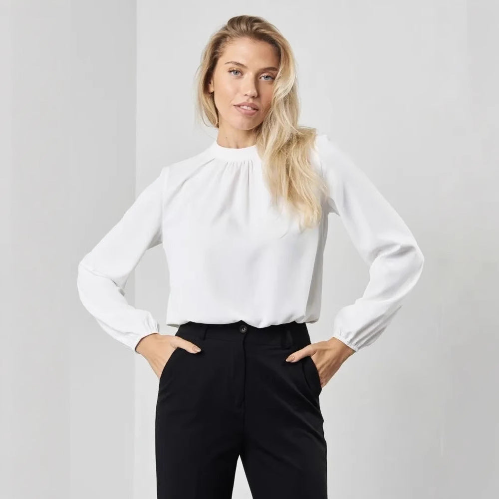 Round Neck Long Sleeve Shirt Women Pullover Casual Top