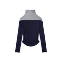 Mesh splicing long-sleeved inner semi-turtleneck bottoming shirt for women