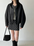 Short loose pu jacket old money wind jacket women's spring new minimalist casual flight leather jacket