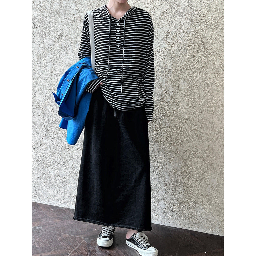 Fashion skirt casual lazy women's autumn A-word curling skirt loose and thin elastic waist skirt